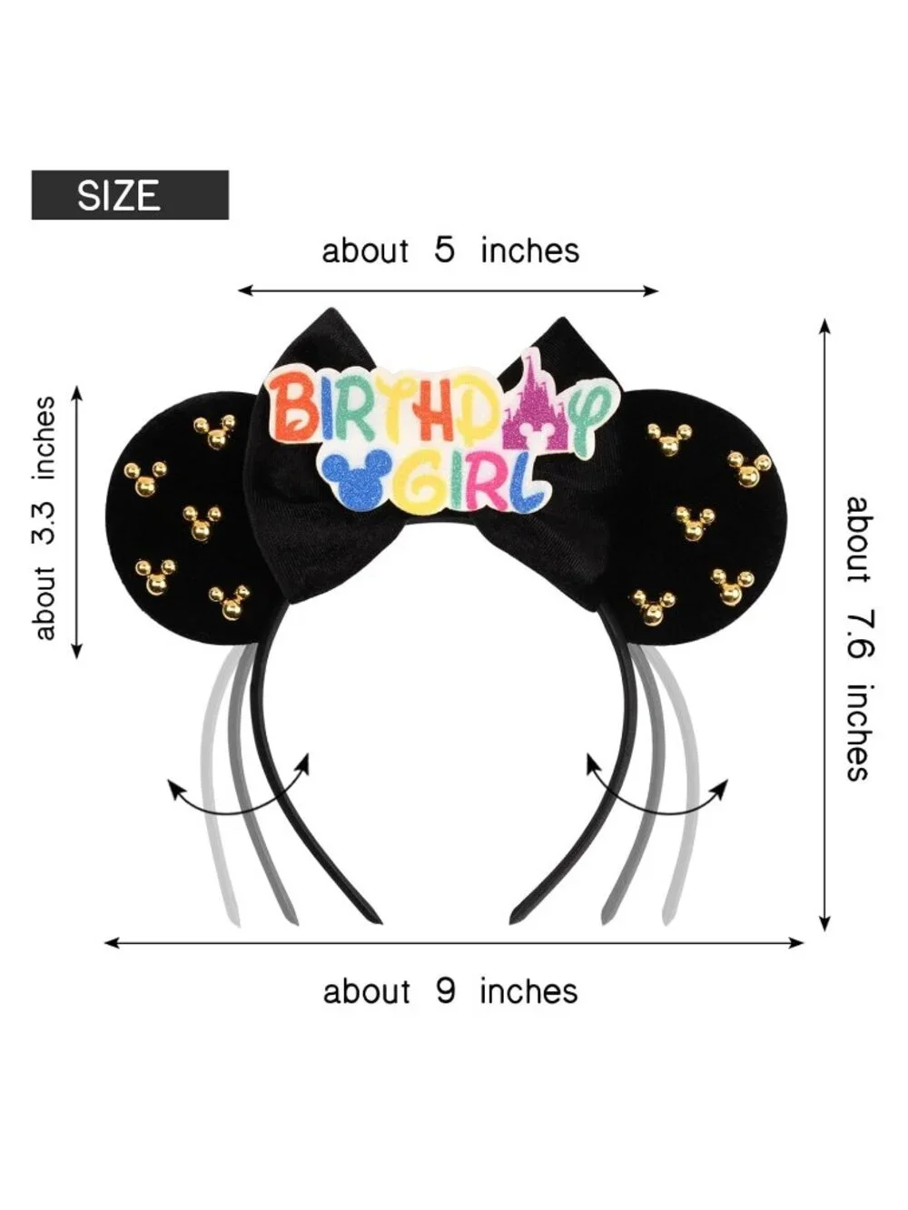 Women Black cotton Candy-Inspired Mickey Mouse Hair Headband